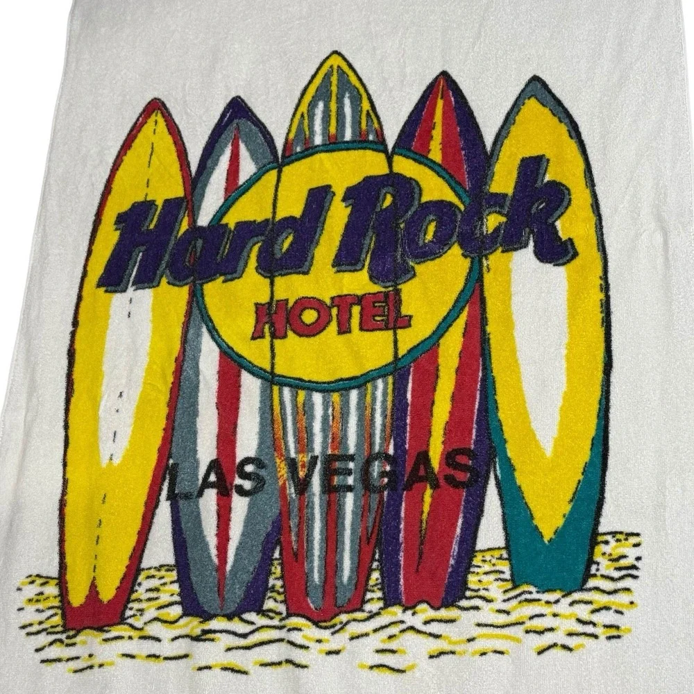 Hard Rock Hotel Las Vegas Beach Towel‎ l VTG USA made surf board 90s retro